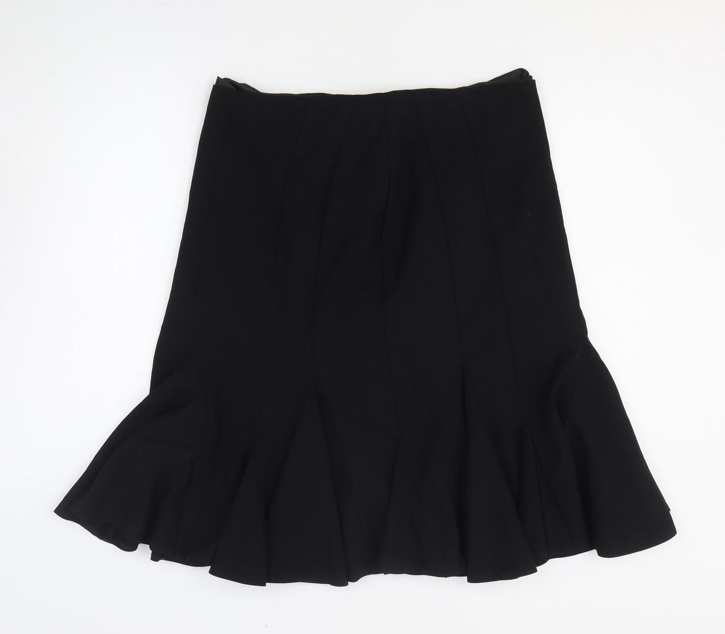 Marks and Spencer Womens Black Polyester Pleated Skirt Size 14 Zip