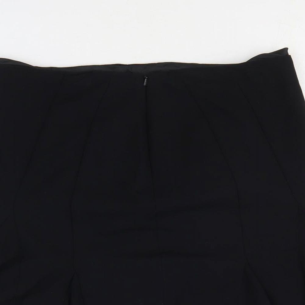 Marks and Spencer Womens Black Polyester Pleated Skirt Size 14 Zip