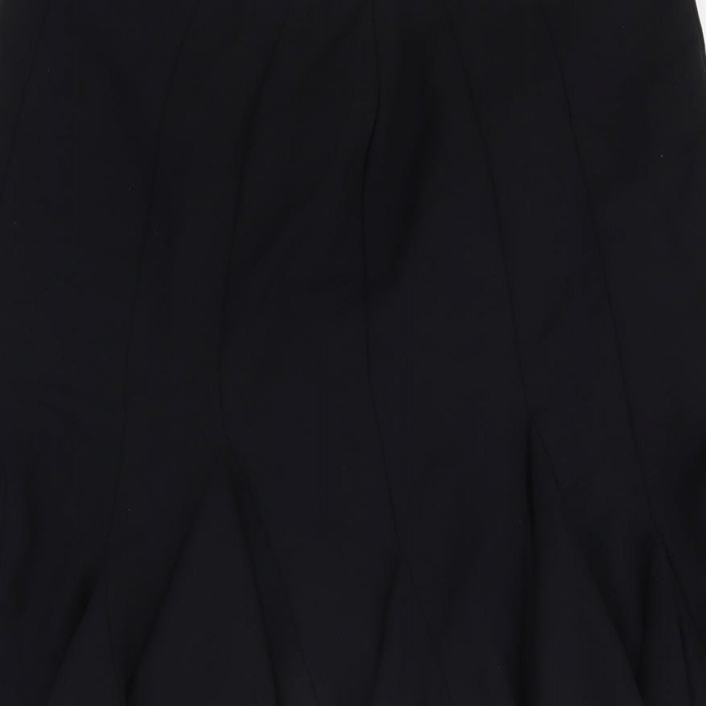 Marks and Spencer Womens Black Polyester Pleated Skirt Size 14 Zip