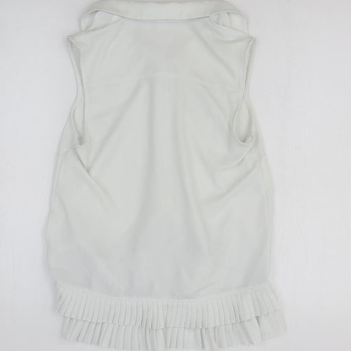 TU Womens White Polyester Basic Button-Up Size 8 Collared