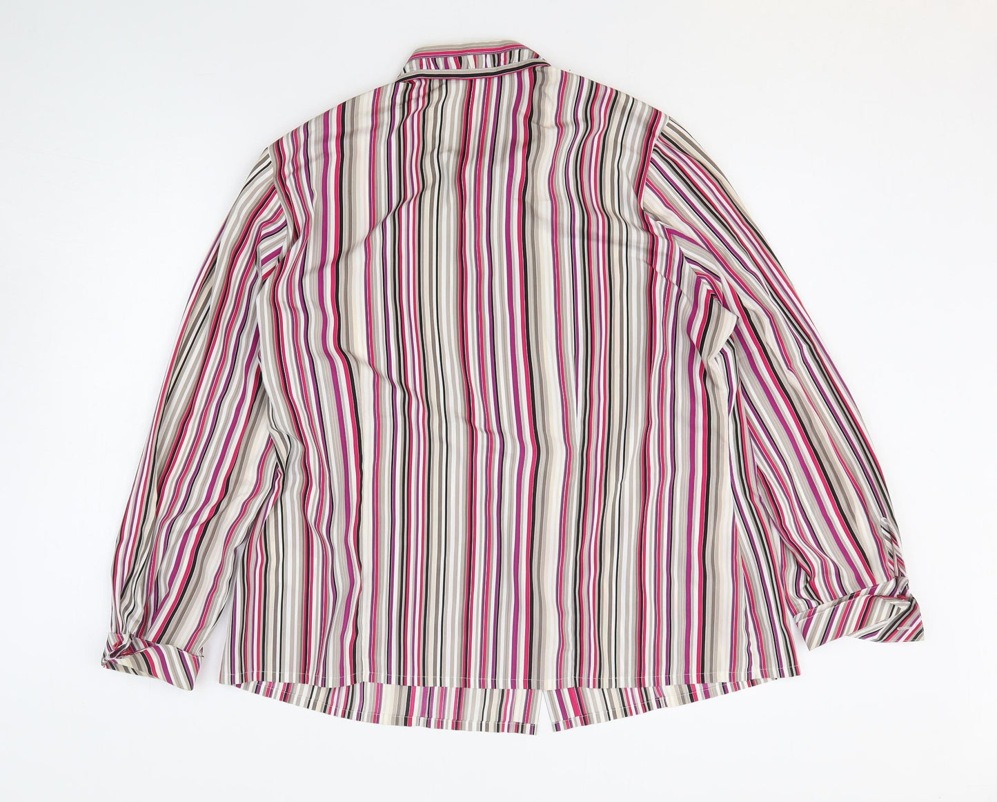 Sommermann Womens Multicoloured Striped Polyester Basic Button-Up Size 16 Collared