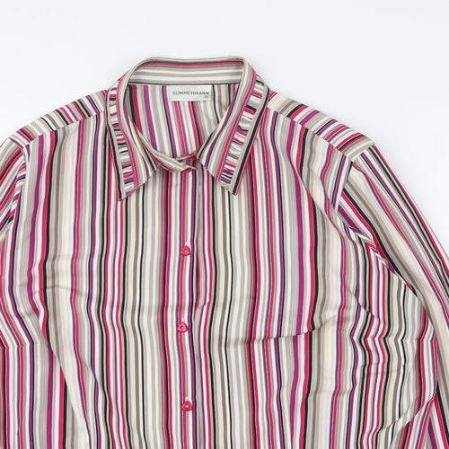 Sommermann Womens Multicoloured Striped Polyester Basic Button-Up Size 16 Collared