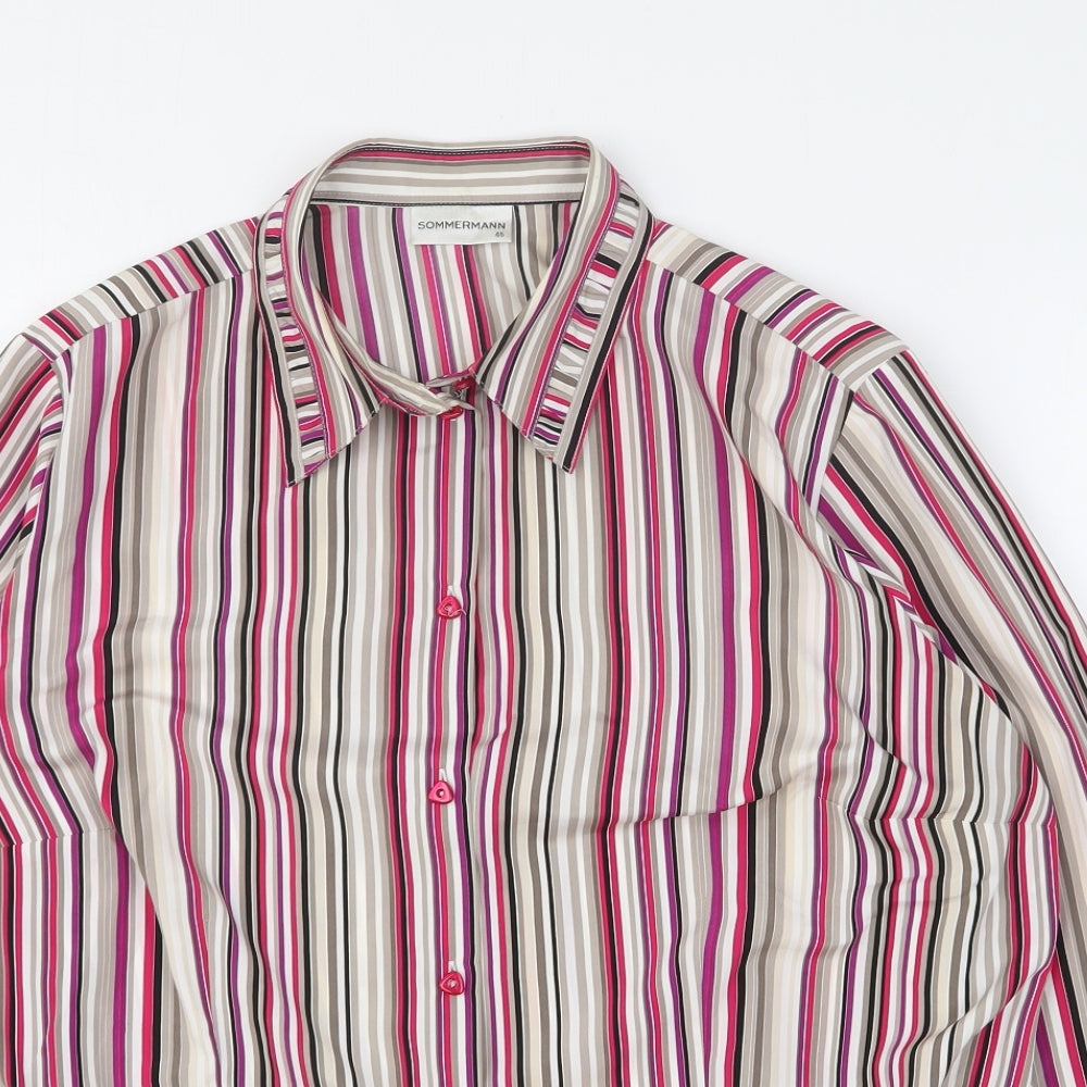 Sommermann Womens Multicoloured Striped Polyester Basic Button-Up Size 16 Collared