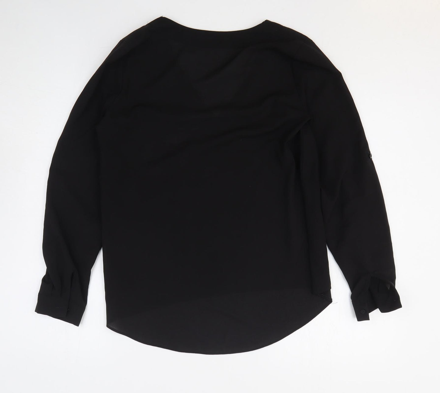 Atmosphere Womens Black Polyester Basic Blouse Size 8 V-Neck