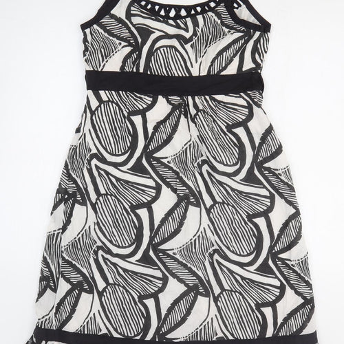 Vanilla Sands Womens Black Geometric 100% Cotton Tank Dress Size 10 Off the Shoulder Pullover