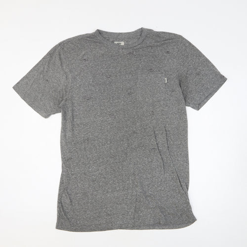 VANS Mens Grey Polyester T-Shirt Size L Crew Neck - Distressed Look