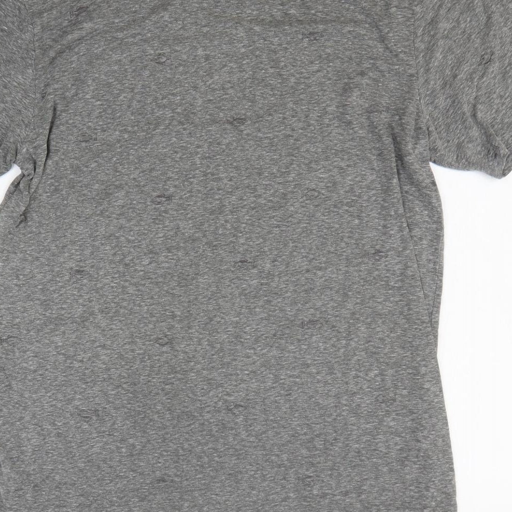 VANS Mens Grey Polyester T-Shirt Size L Crew Neck - Distressed Look