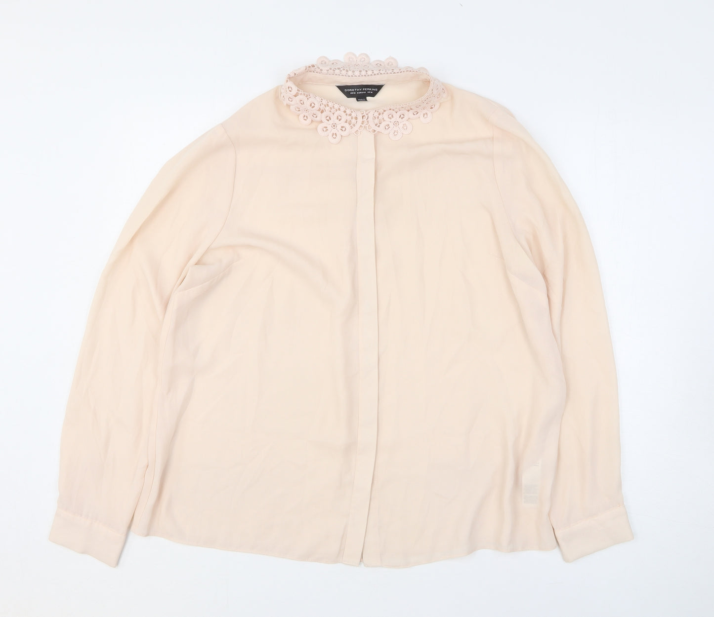 Dorothy Perkins Womens Pink Floral Polyester Basic Button-Up Size 16 Collared
