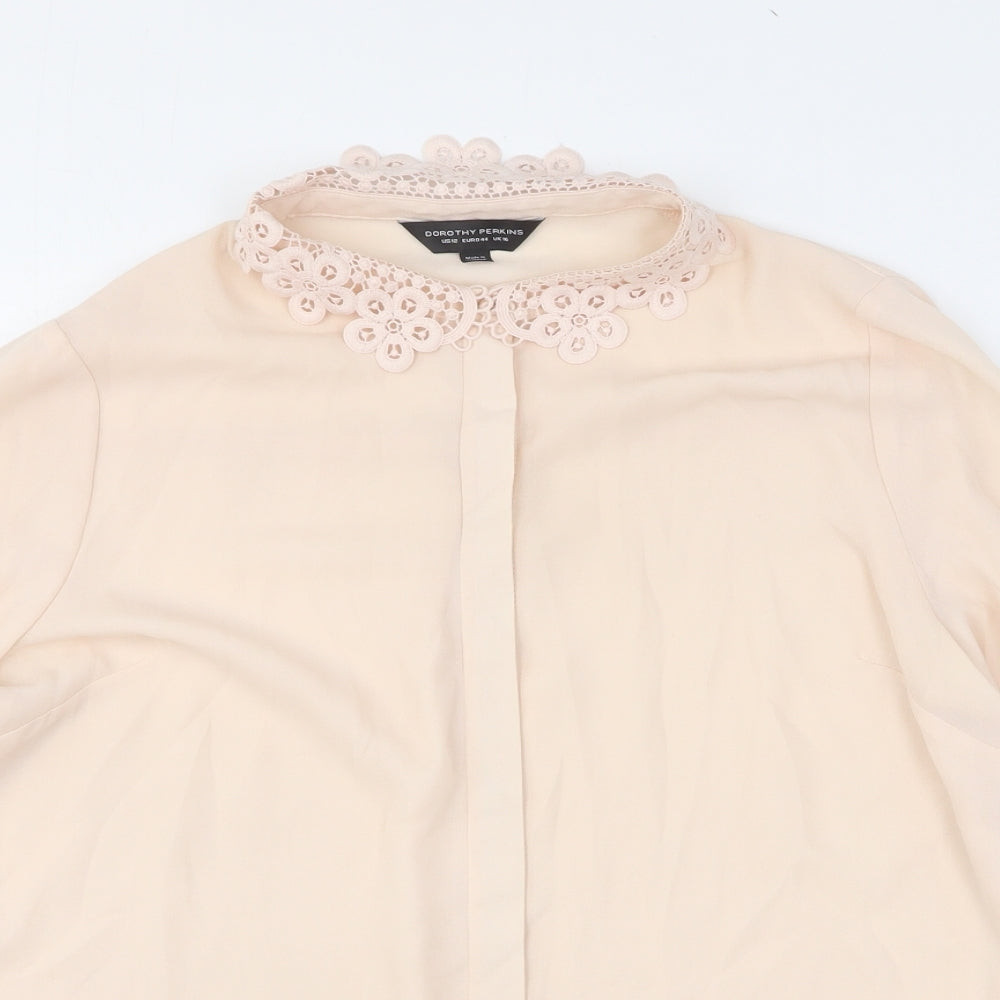 Dorothy Perkins Womens Pink Floral Polyester Basic Button-Up Size 16 Collared