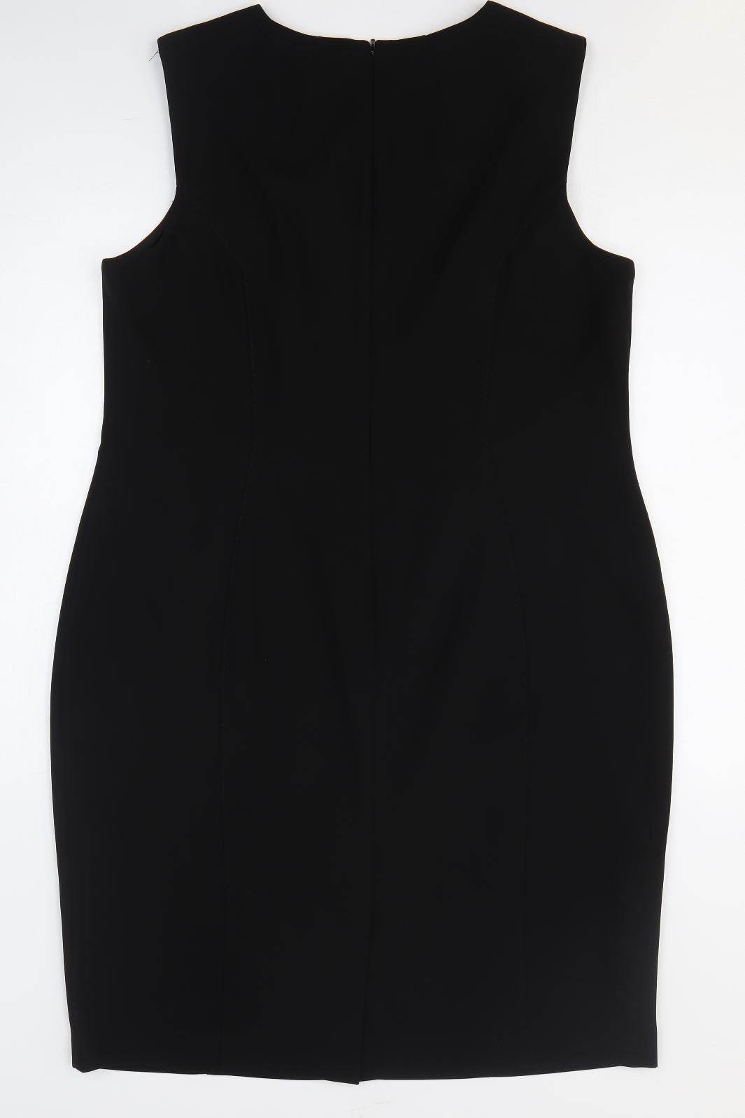 Hobbs Womens Black Polyester A-Line Size 18 Round Neck Zip