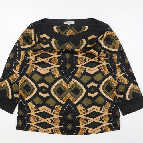 Great Plains Womens Multicoloured Geometric Polyester Basic Blouse Size M Boat Neck