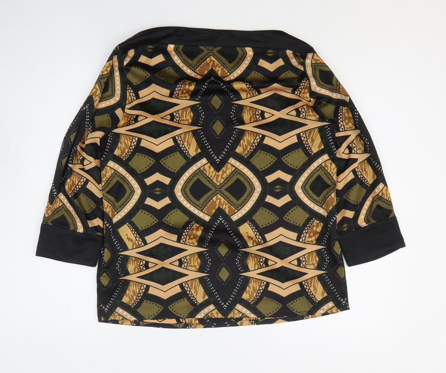 Great Plains Womens Multicoloured Geometric Polyester Basic Blouse Size M Boat Neck