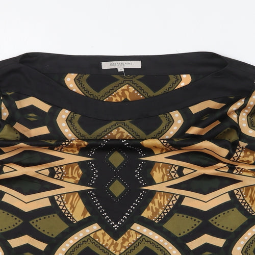 Great Plains Womens Multicoloured Geometric Polyester Basic Blouse Size M Boat Neck