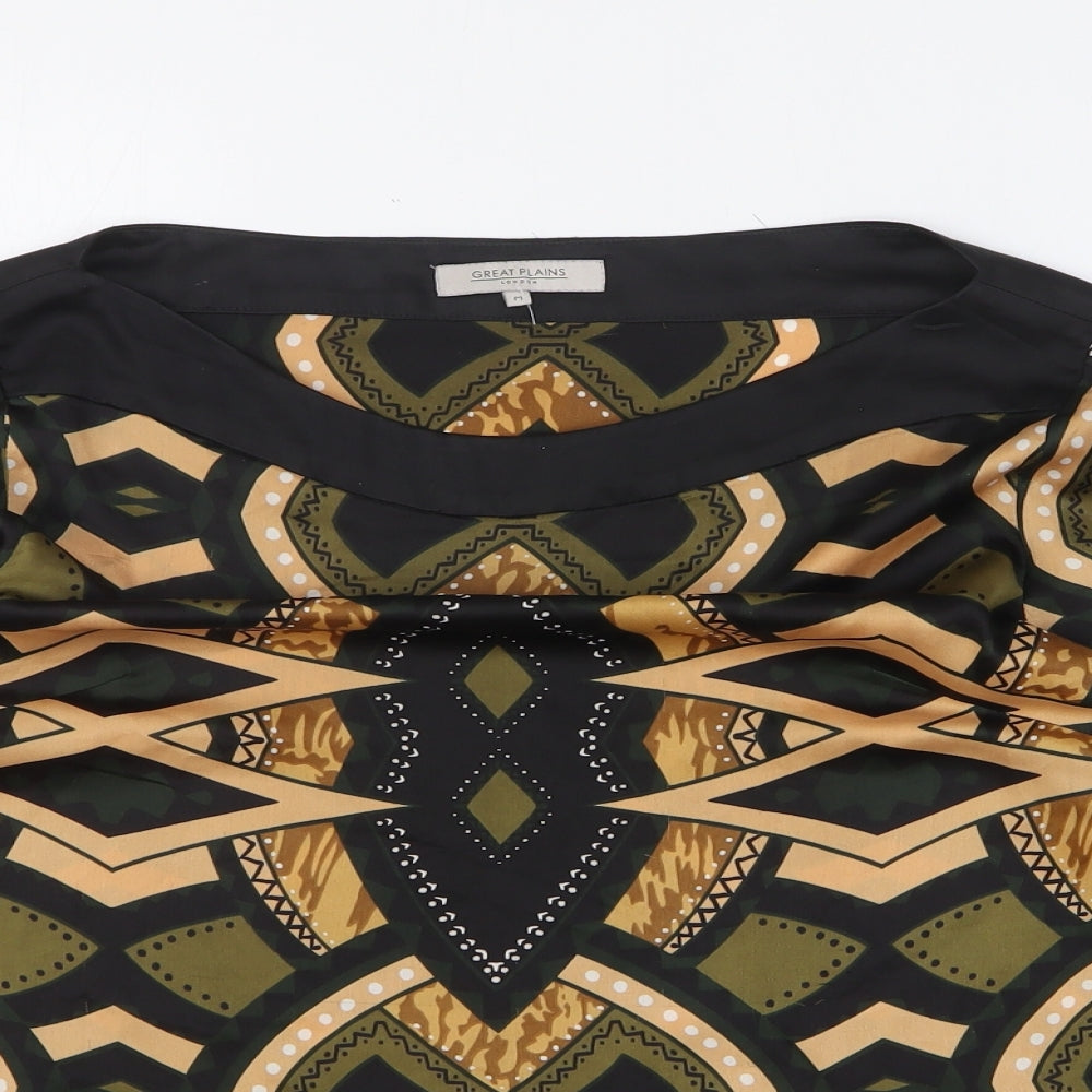 Great Plains Womens Multicoloured Geometric Polyester Basic Blouse Size M Boat Neck