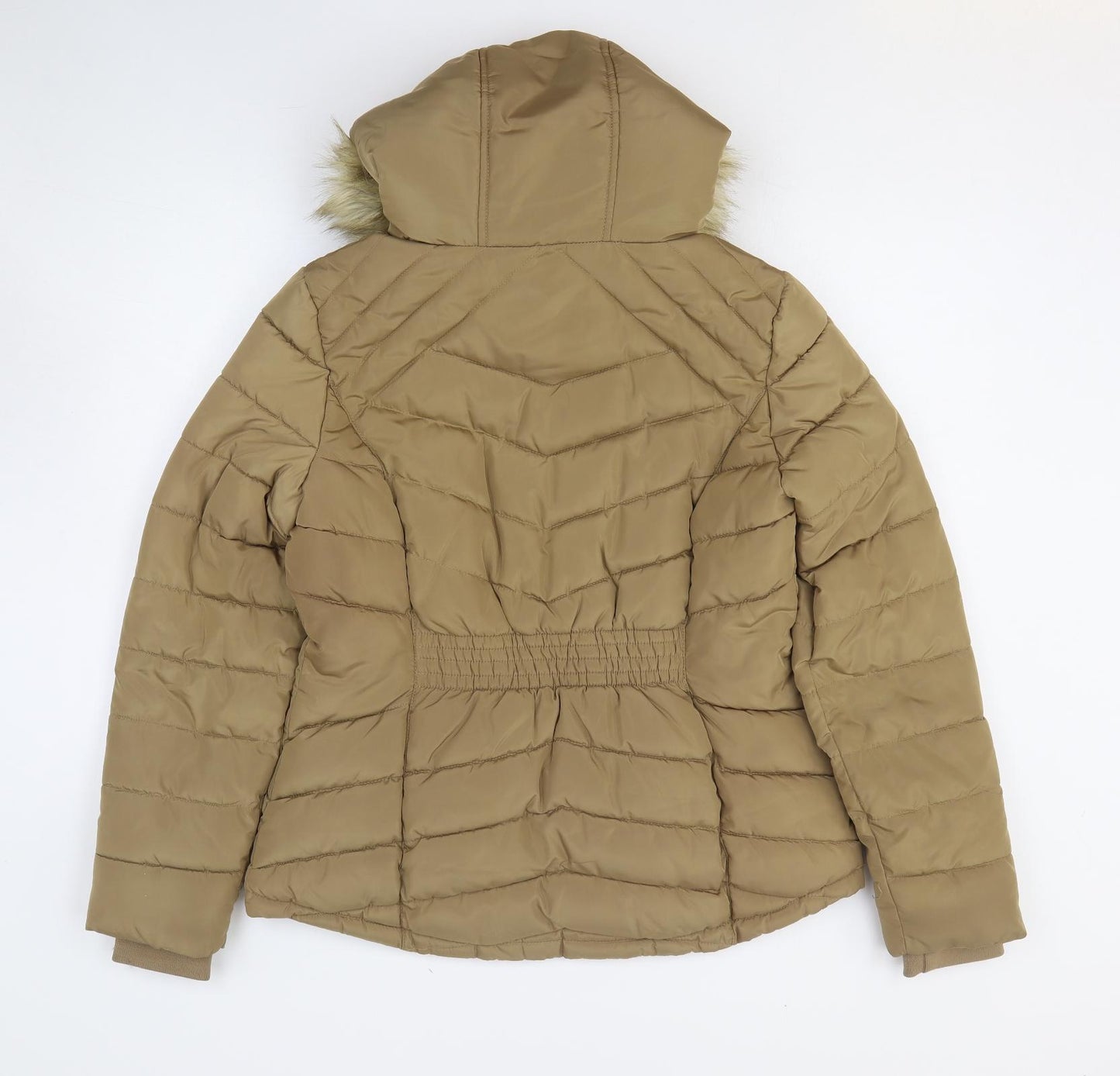 F&F Womens Brown Quilted Coat Size 12 Zip
