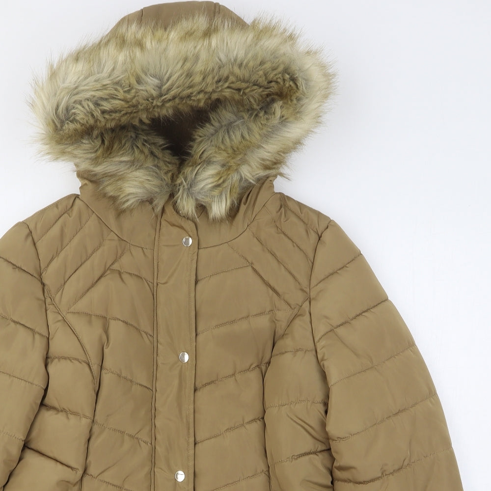 F&F Womens Brown Quilted Coat Size 12 Zip
