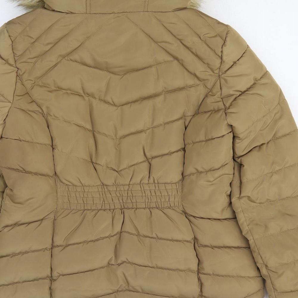 F&F Womens Brown Quilted Coat Size 12 Zip