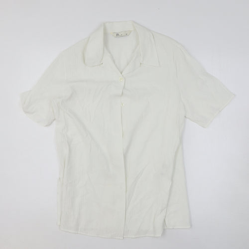 BHS Womens White Polyester Basic Button-Up Size 12 Collared