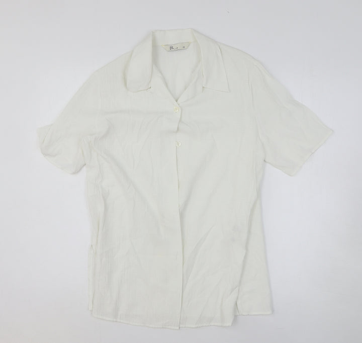 BHS Womens White Polyester Basic Button-Up Size 12 Collared