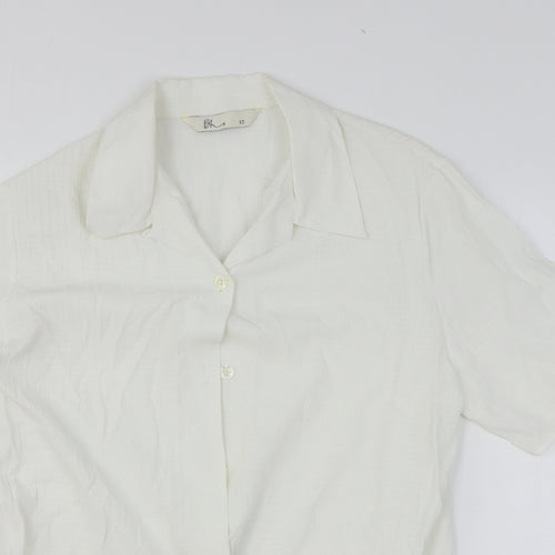 BHS Womens White Polyester Basic Button-Up Size 12 Collared