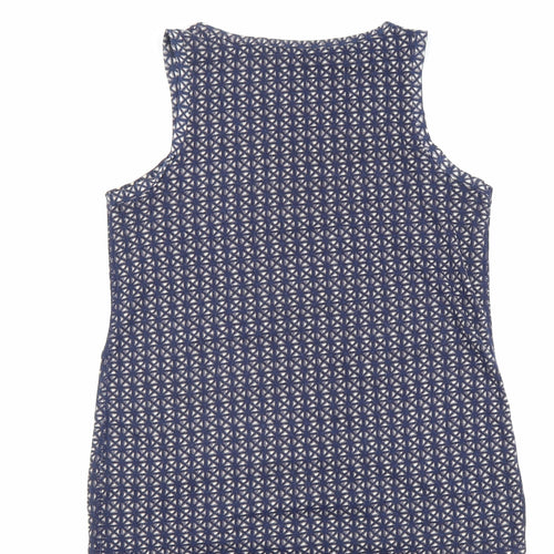 NEXT Womens Blue Geometric Polyester Basic Tank Size 10 Scoop Neck