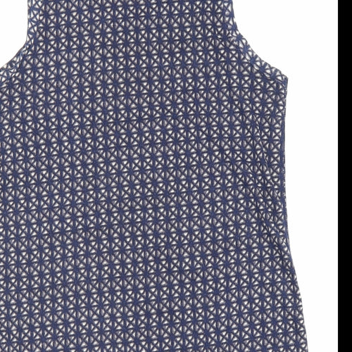NEXT Womens Blue Geometric Polyester Basic Tank Size 10 Scoop Neck