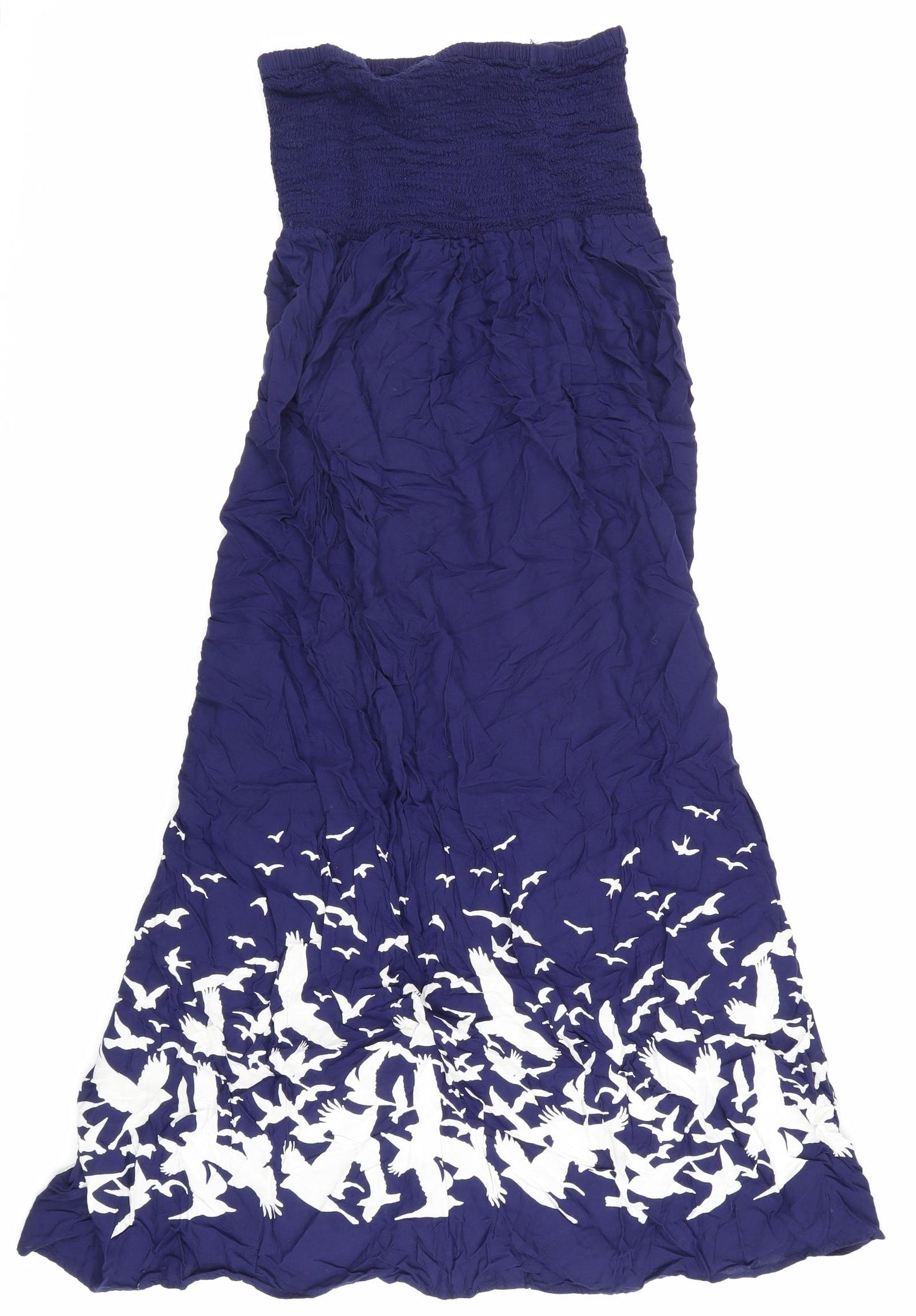 George Womens Blue Geometric Viscose A-Line Size M Off the Shoulder - Bird pattern