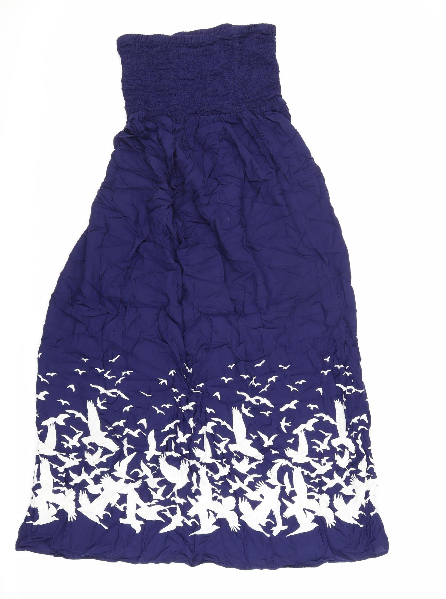George Womens Blue Geometric Viscose A-Line Size M Off the Shoulder - Bird pattern