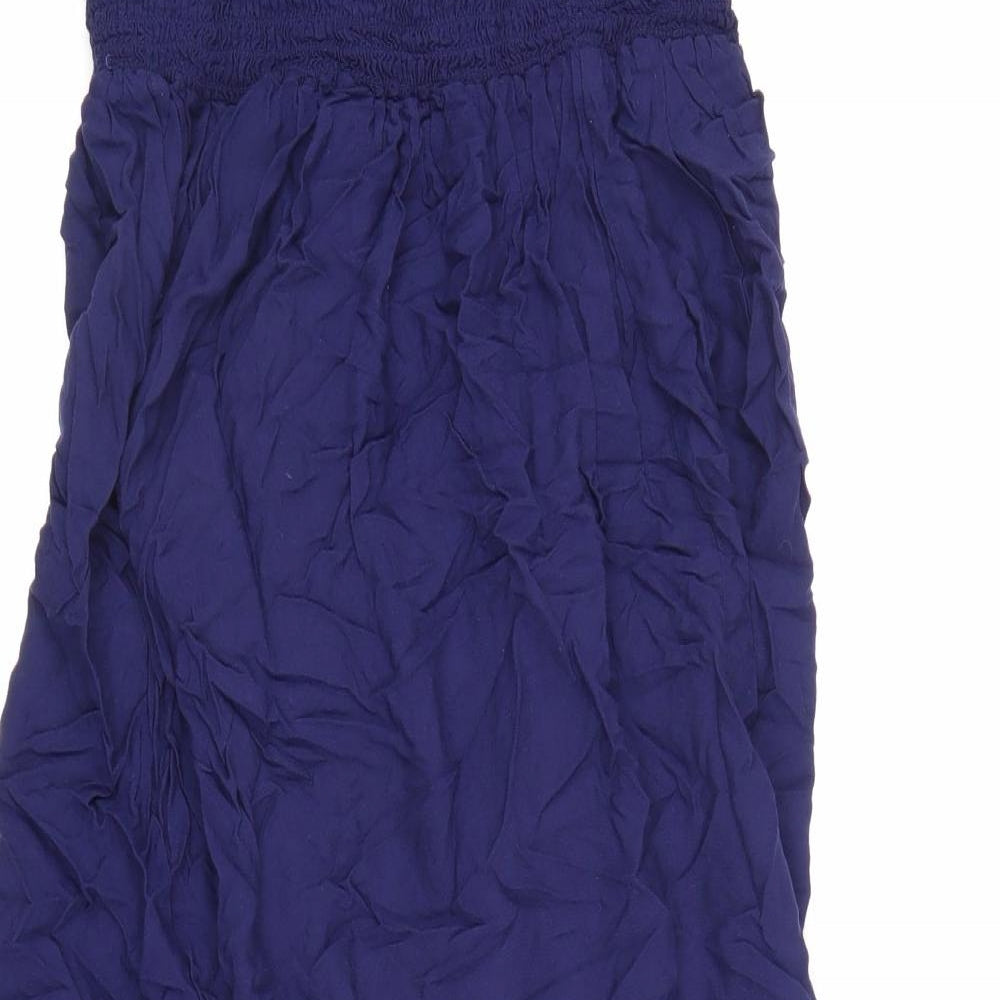 George Womens Blue Geometric Viscose A-Line Size M Off the Shoulder - Bird pattern