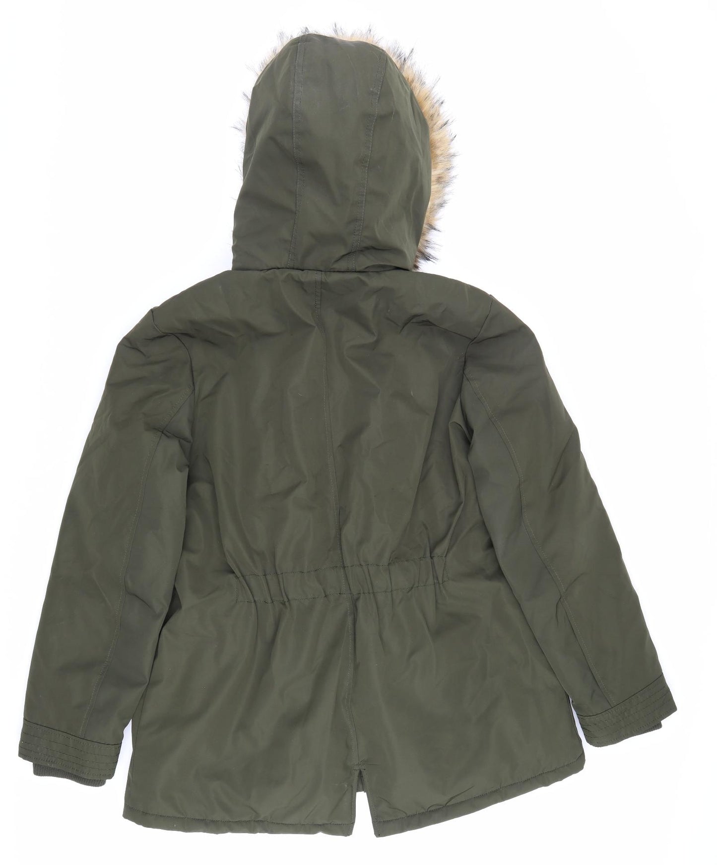 Primark Womens Green Parka Coat Size L Zip