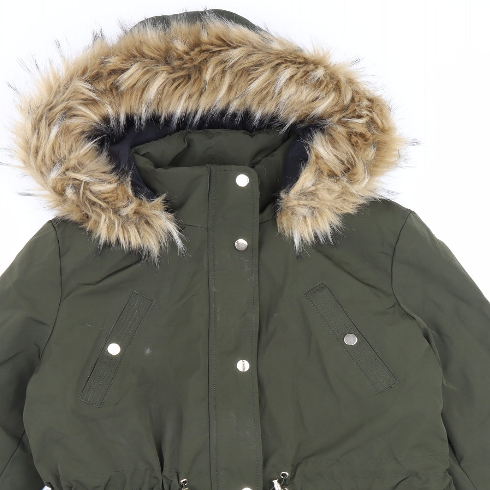 Primark Womens Green Parka Coat Size L Zip