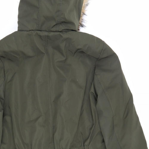 Primark Womens Green Parka Coat Size L Zip