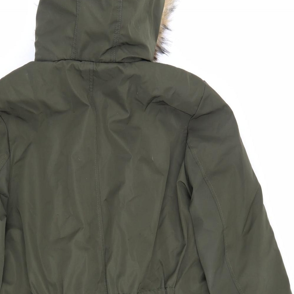 Primark Womens Green Parka Coat Size L Zip