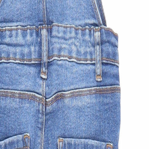 Denim & Co. Girls Blue Cotton Dungaree One-Piece Size 6-7 Years Button