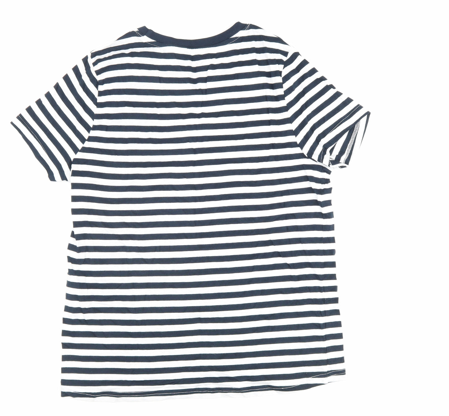 Disney Womens Blue Striped Cotton Basic T-Shirt Size S Round Neck - Mickey Mouse, Disney