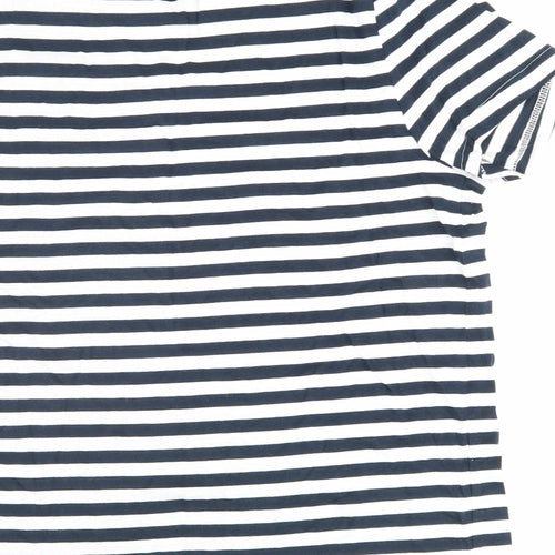 Disney Womens Blue Striped Cotton Basic T-Shirt Size S Round Neck - Mickey Mouse, Disney