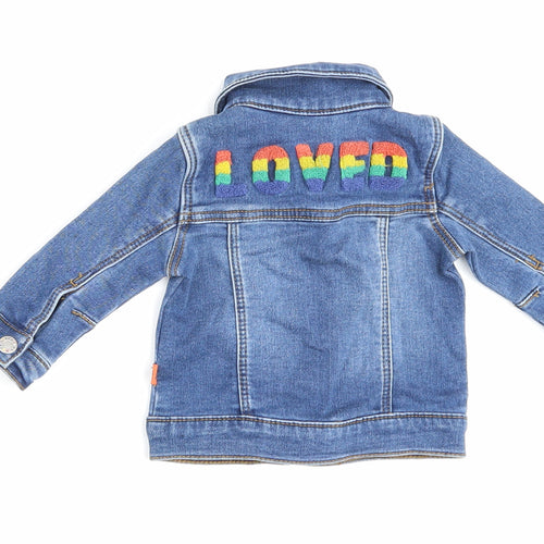 Primark Blue Basic Jacket Jacket Size 3-6 Months Button - Rainbow Loved