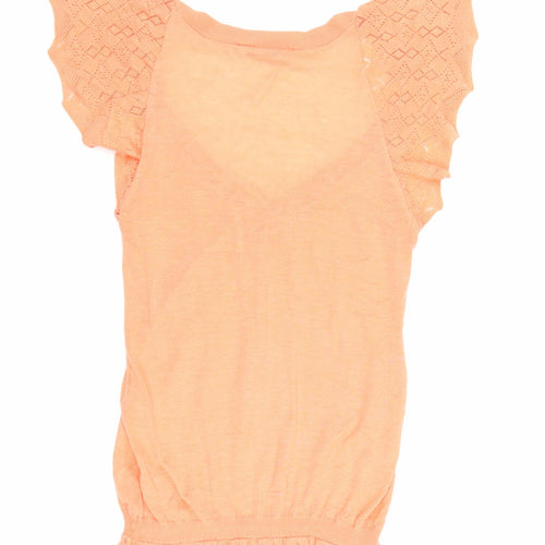 Miss Selfridge Womens Orange Acrylic Tunic Tank Size 8 V-Neck