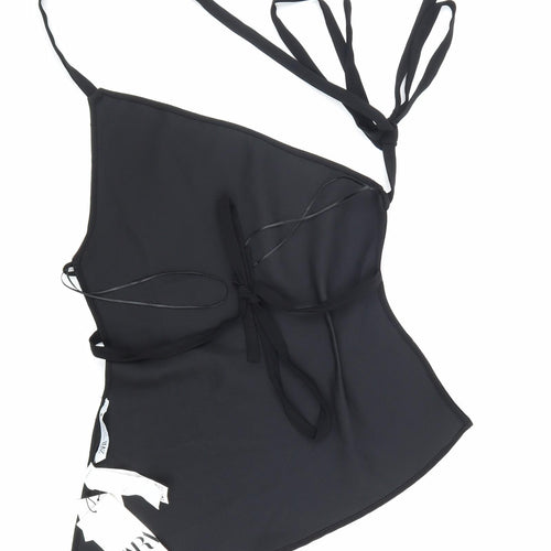 Zara Womens Black Polyester Mini Size XS Off the Shoulder Lace Up