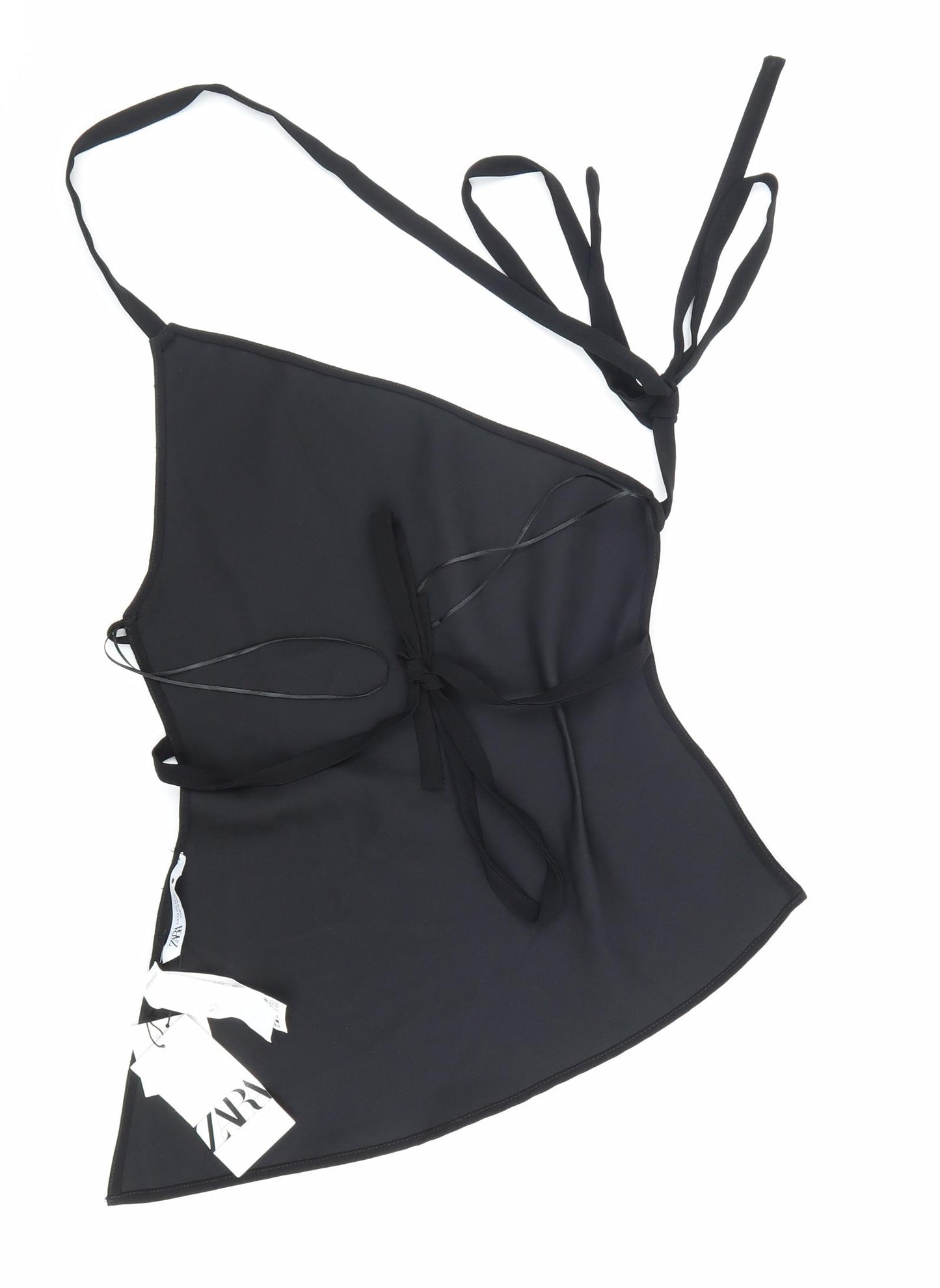 Zara Womens Black Polyester Mini Size XS Off the Shoulder Lace Up