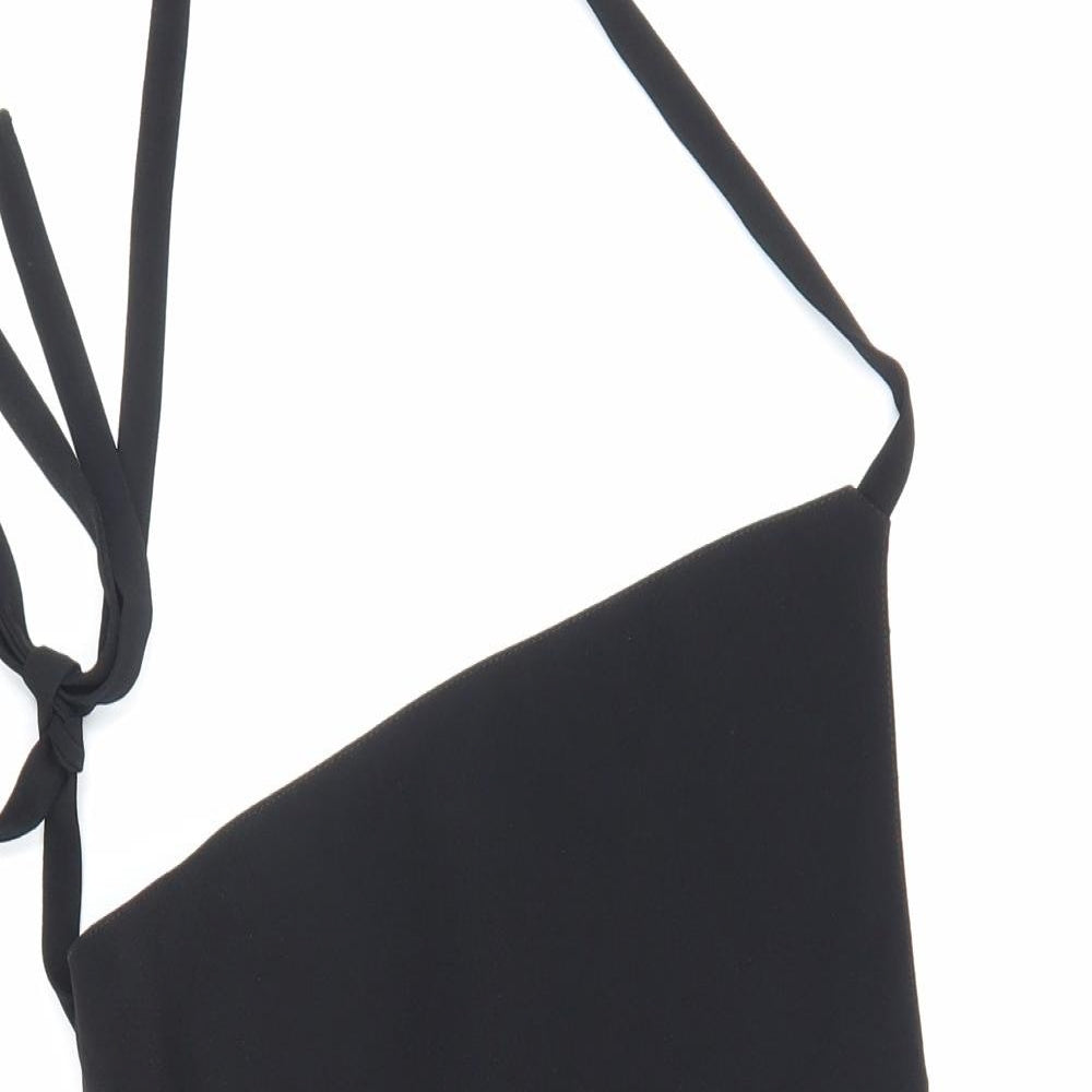 Zara Womens Black Polyester Mini Size XS Off the Shoulder Lace Up
