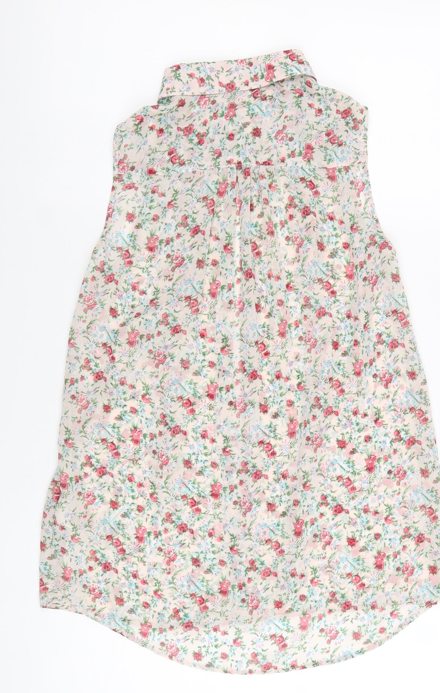 New Look Womens Multicoloured Floral Polyester Jersey Button-Up Size 8 Collared