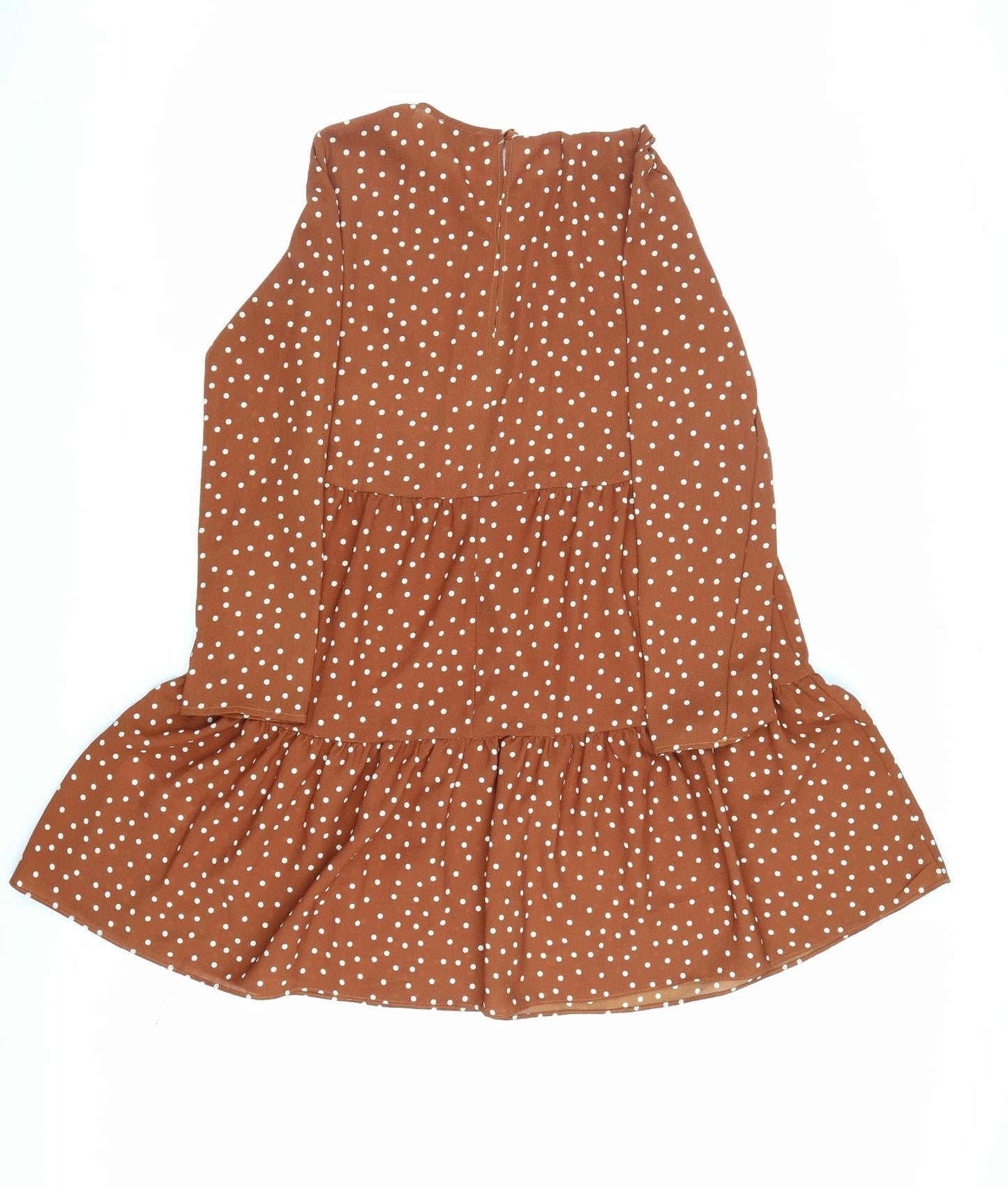 ASOS Womens Brown Polka Dot Polyester Fit & Flare Size 8 Round Neck Button