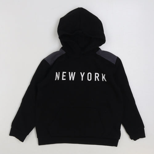 Jeff & Co Boys Black Cotton Pullover Hoodie Size 8-9 Years Pullover - New York