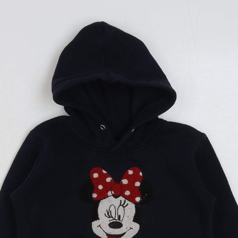 Preworn Girls Blue Cotton Pullover Hoodie Size 7-8 Years Pullover - Minnie Mouse