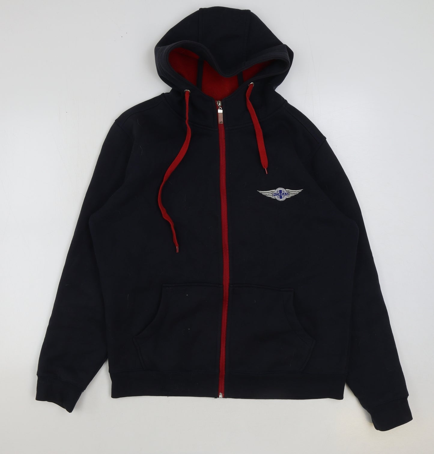James & Nicholson Mens Blue Polyester Full Zip Hoodie Size L
