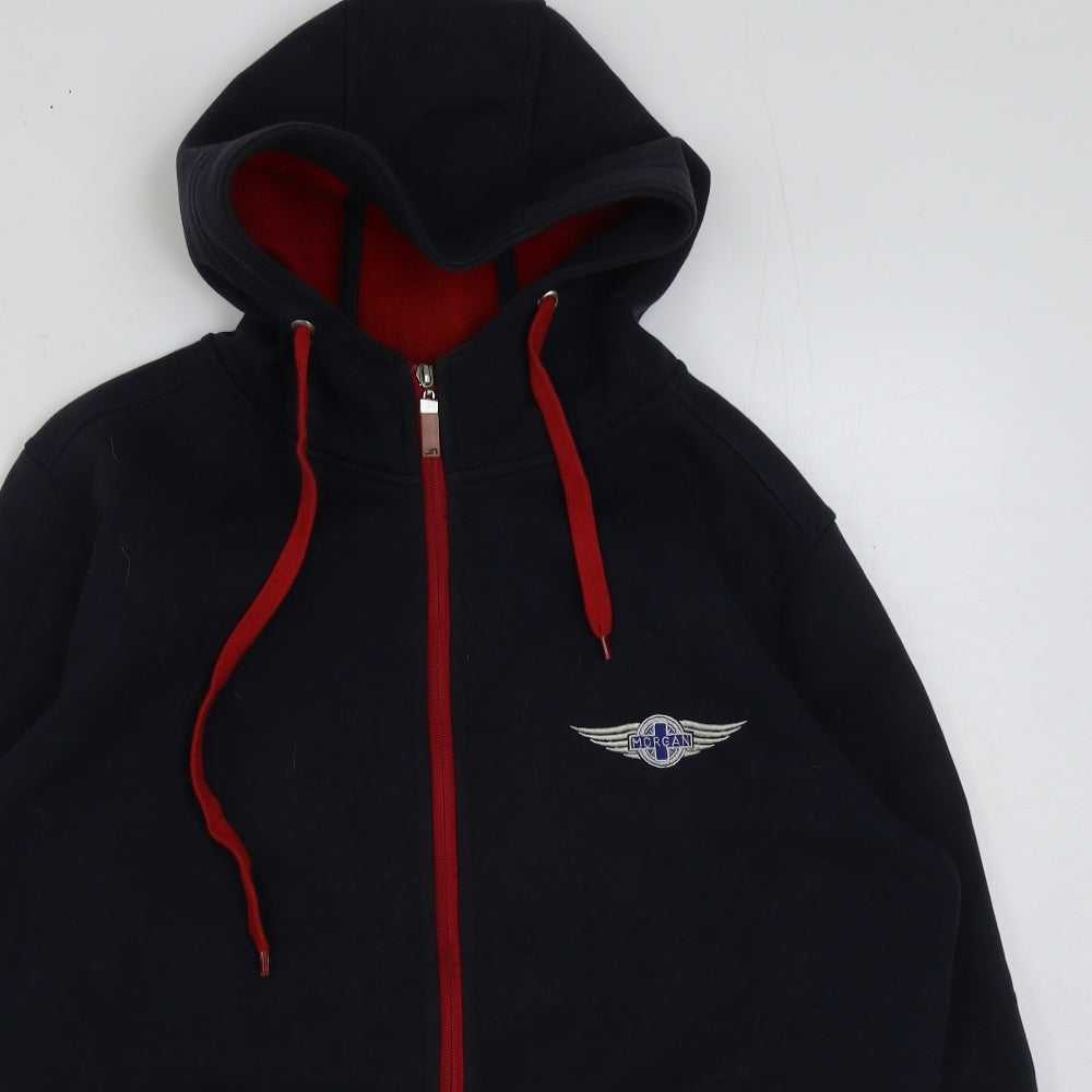 James & Nicholson Mens Blue Polyester Full Zip Hoodie Size L
