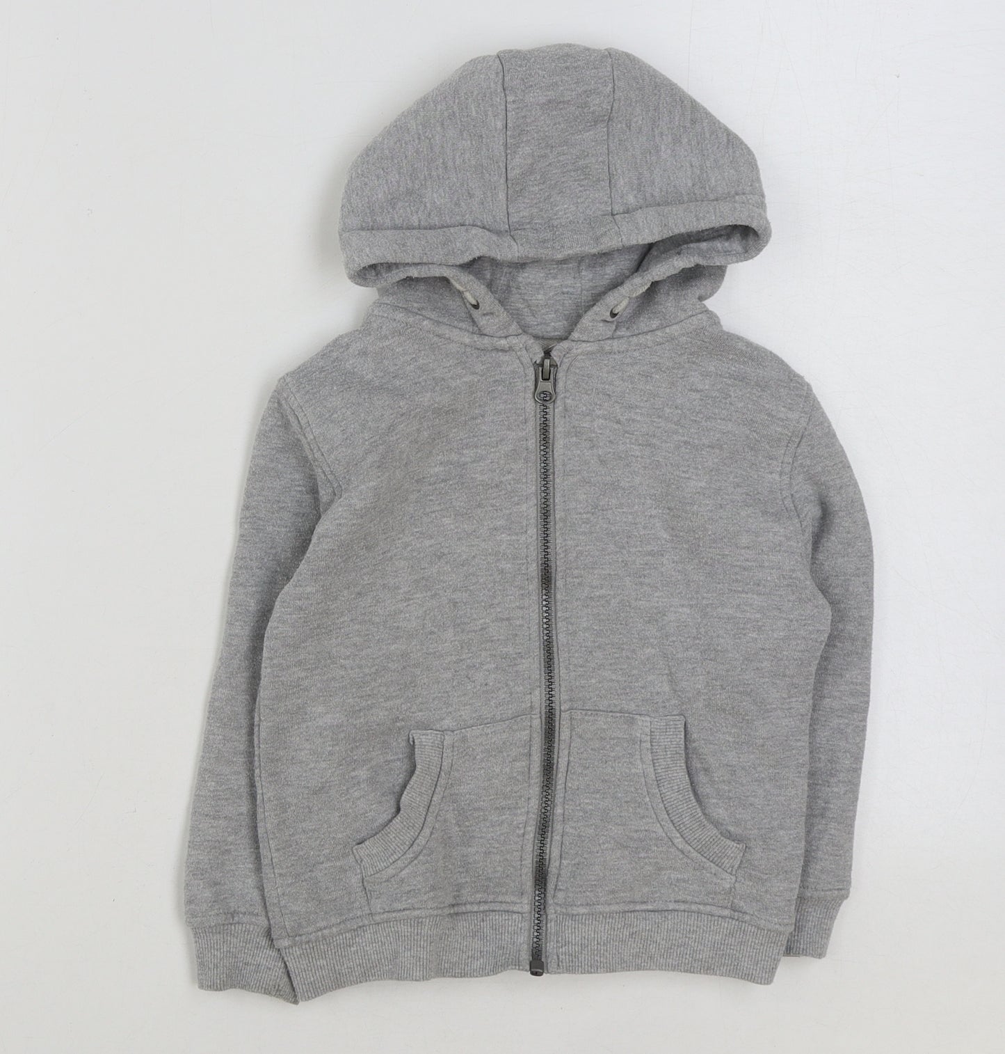 Primark Boys Grey Cotton Full Zip Hoodie Size 4-5 Years Zip