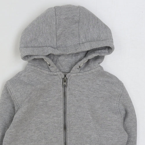 Primark Boys Grey Cotton Full Zip Hoodie Size 4-5 Years Zip