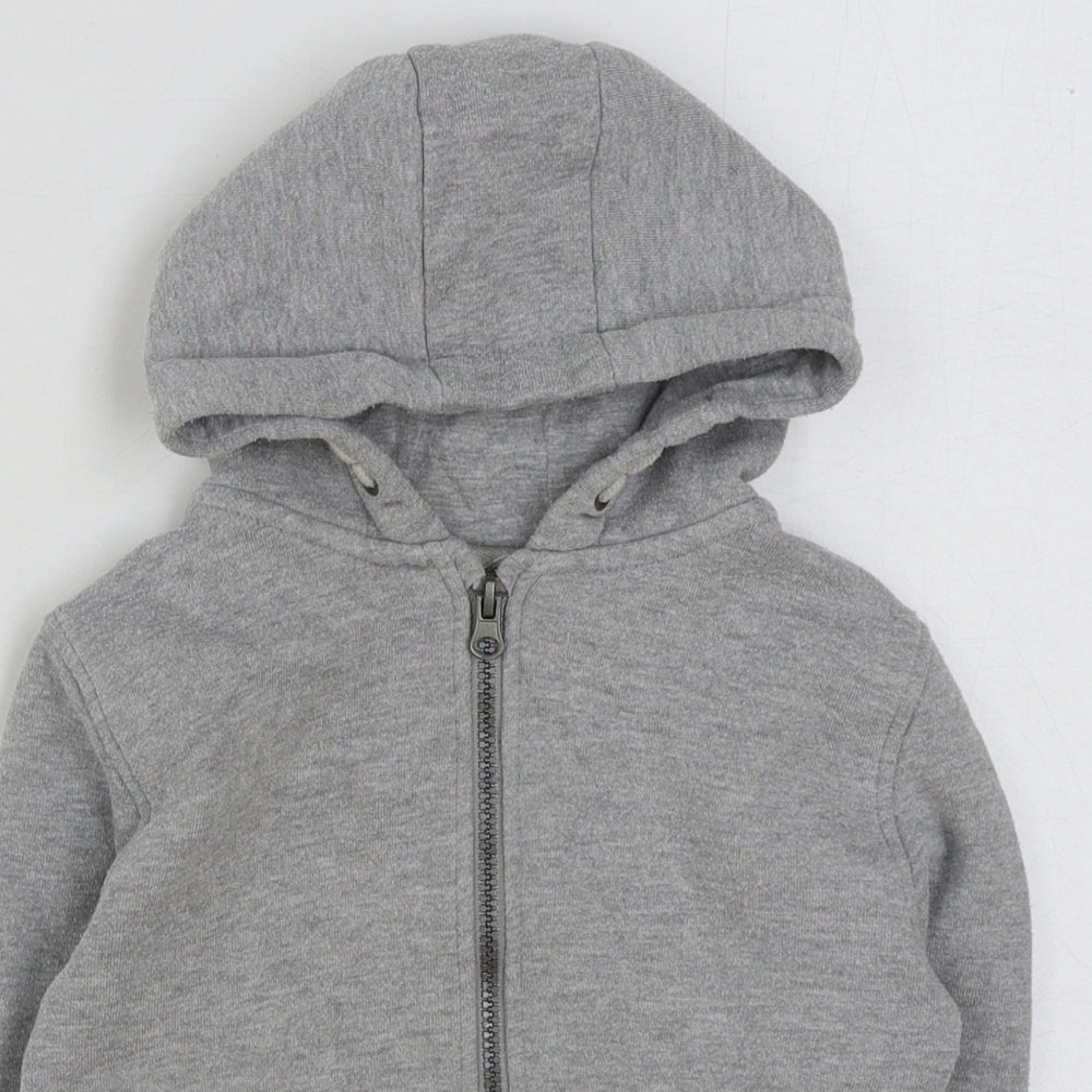 Primark Boys Grey Cotton Full Zip Hoodie Size 4-5 Years Zip